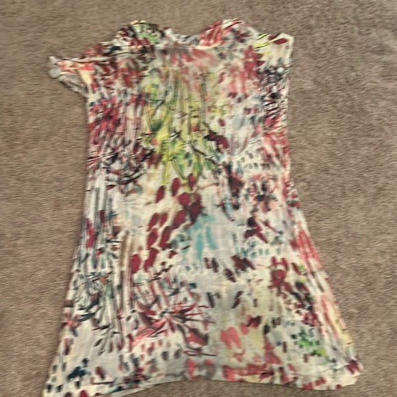 Free People Velvet flutter sleeved cowl neck watercolor large - Picture 3 of 4